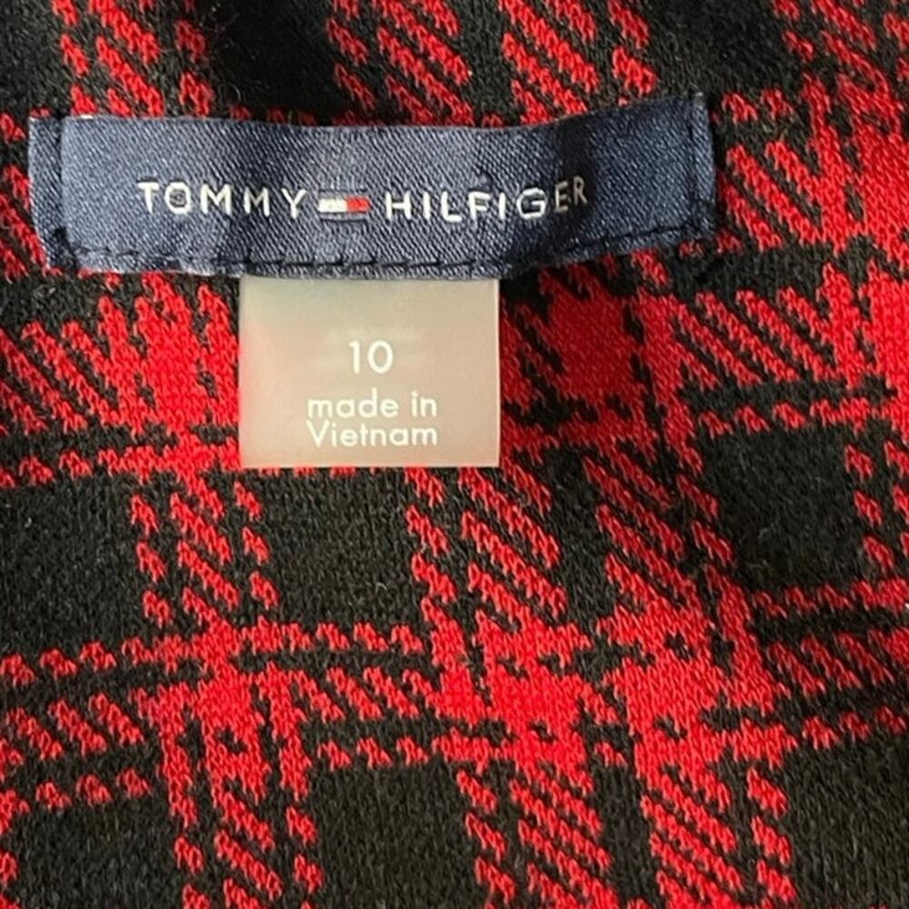 Tommy Hilfiger Women 10 Red Black Tartan Plaid Jumper Dress Preppy Dark Academia - Picture 12 of 13